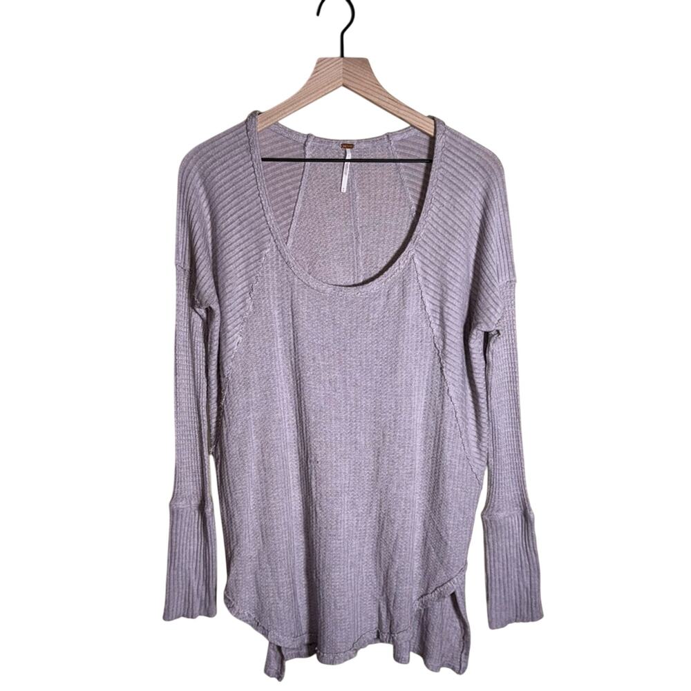 FREE PEOPLE boho waffle knit oversized lightweight shabby chic tunic top M